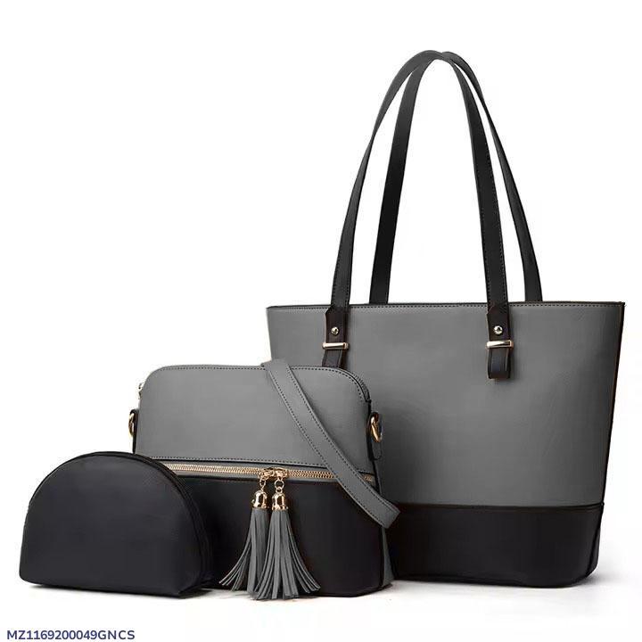 Women's PU leather textured hand beg set