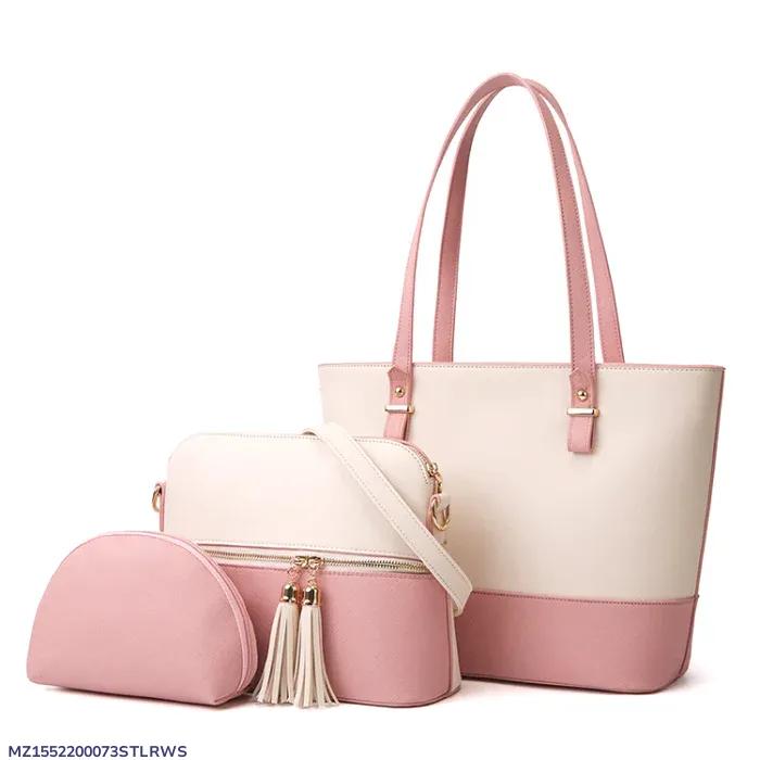 Women's PU leather textured hand beg set
