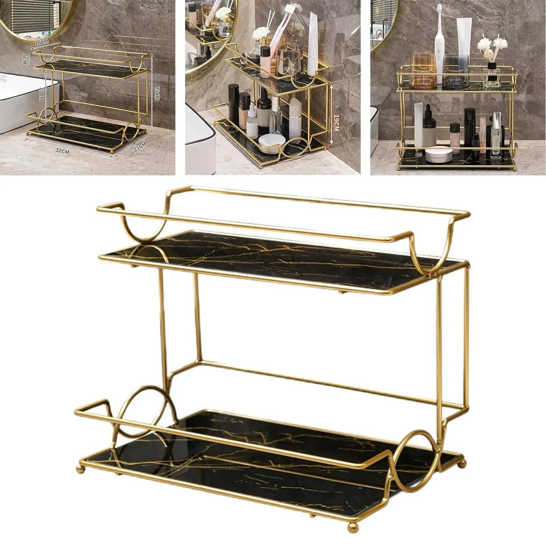 Golden metal makeup organizer unlimited storage solutions for organized makeup