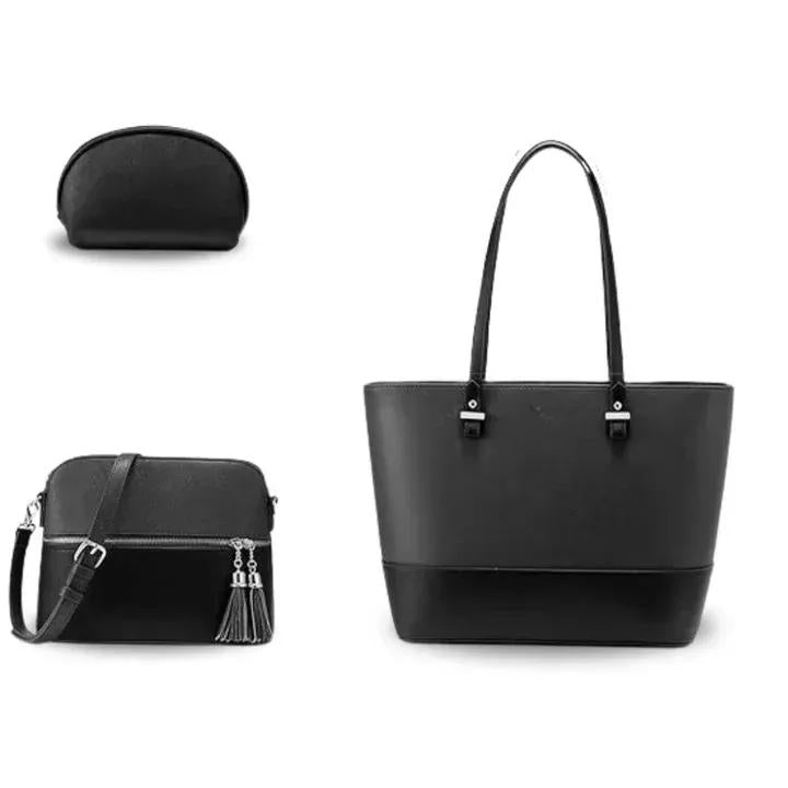 Women's PU leather textured hand beg set