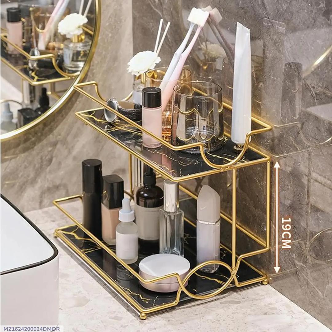 Golden metal makeup organizer unlimited storage solutions for organized makeup