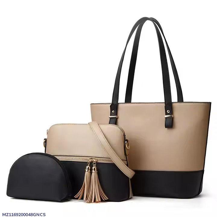 Women's PU leather textured hand beg set