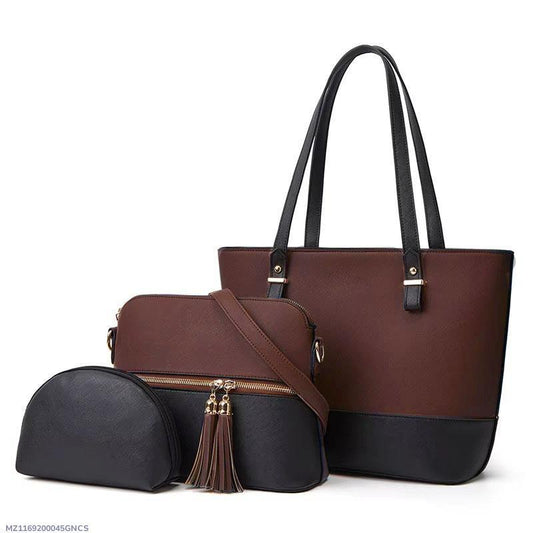 Women's PU leather textured hand beg set
