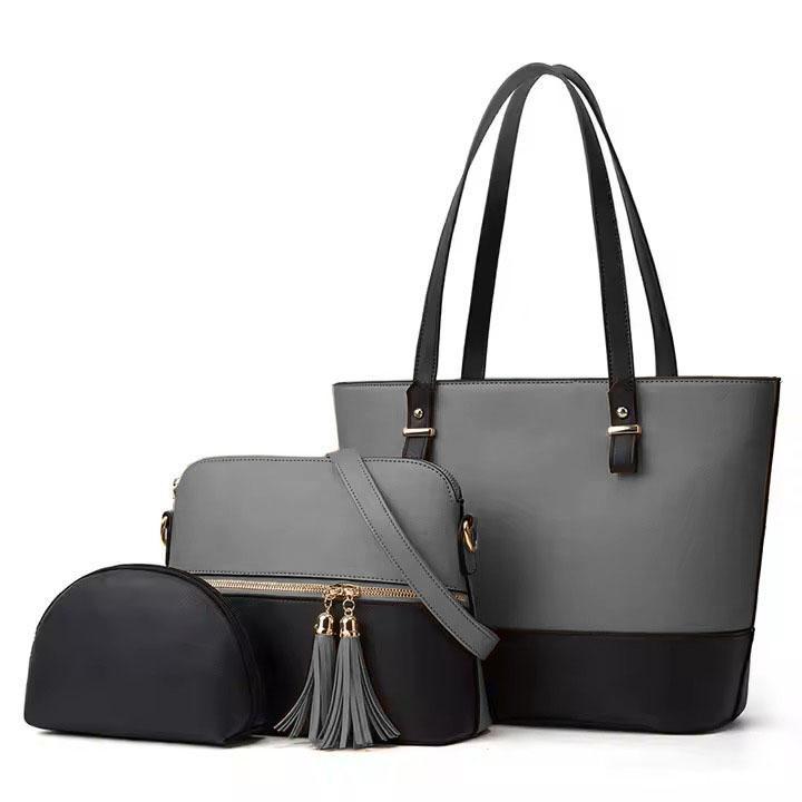 Women's PU leather textured hand beg set