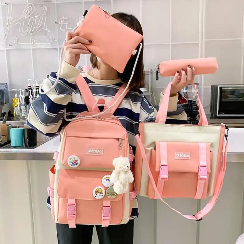 4 pcs nylon backpack 🎒 for girls and boys