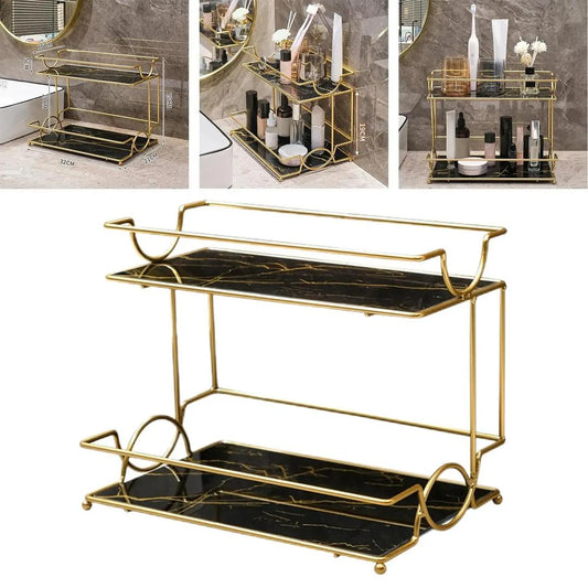 Golden metal makeup organizer unlimited storage solutions for organized makeup