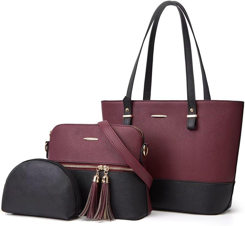 Women's PU leather textured hand beg set